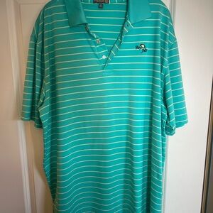 Peter Millar Bay Hill Men's Green Striped Golf Polo Shirt XL